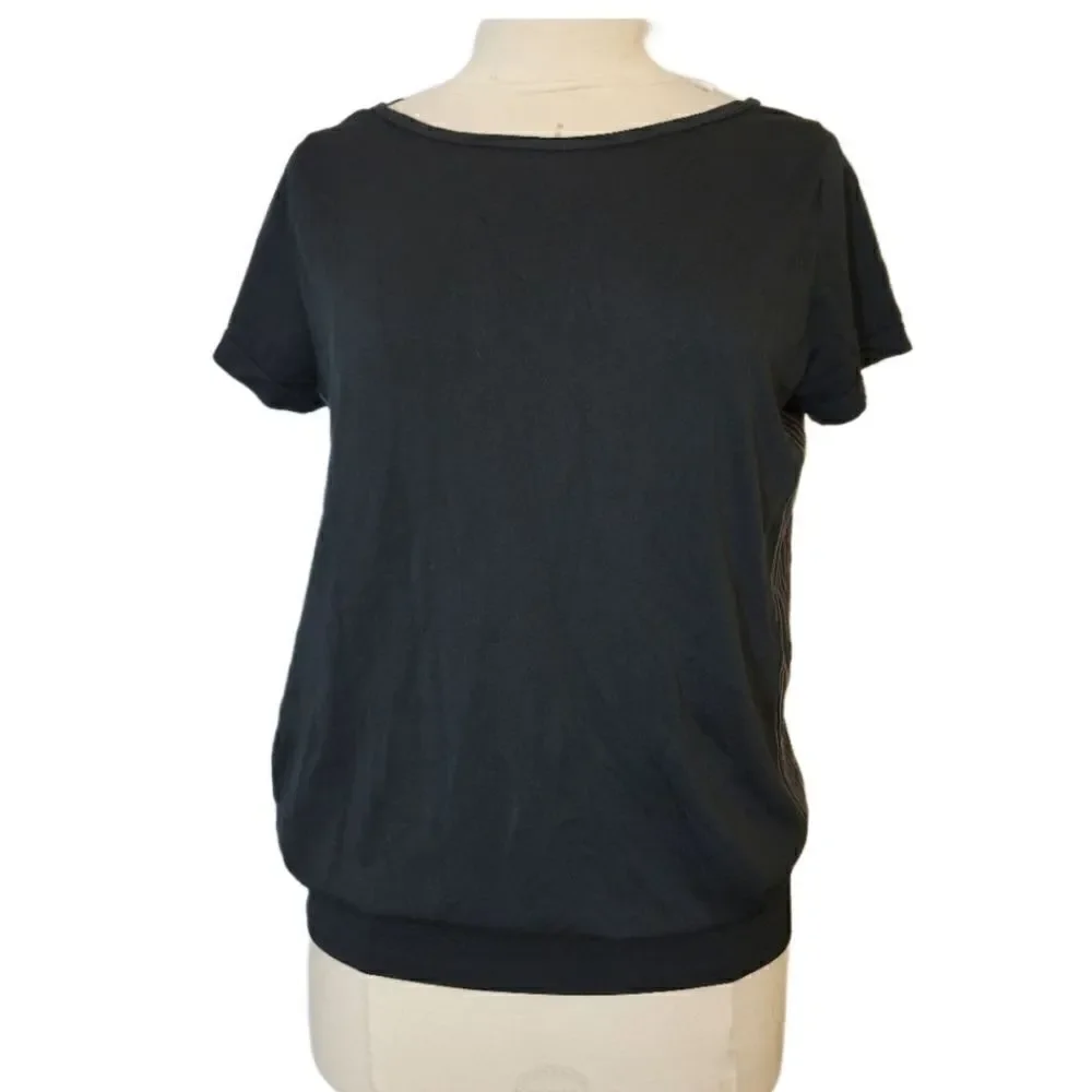 Nike Dri-Fit Women's Knit Short-Sleeve Epic Crew Training Top Shirt Black L